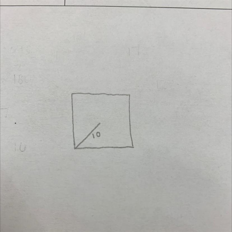 Find the area of the square The radius is 10-example-1