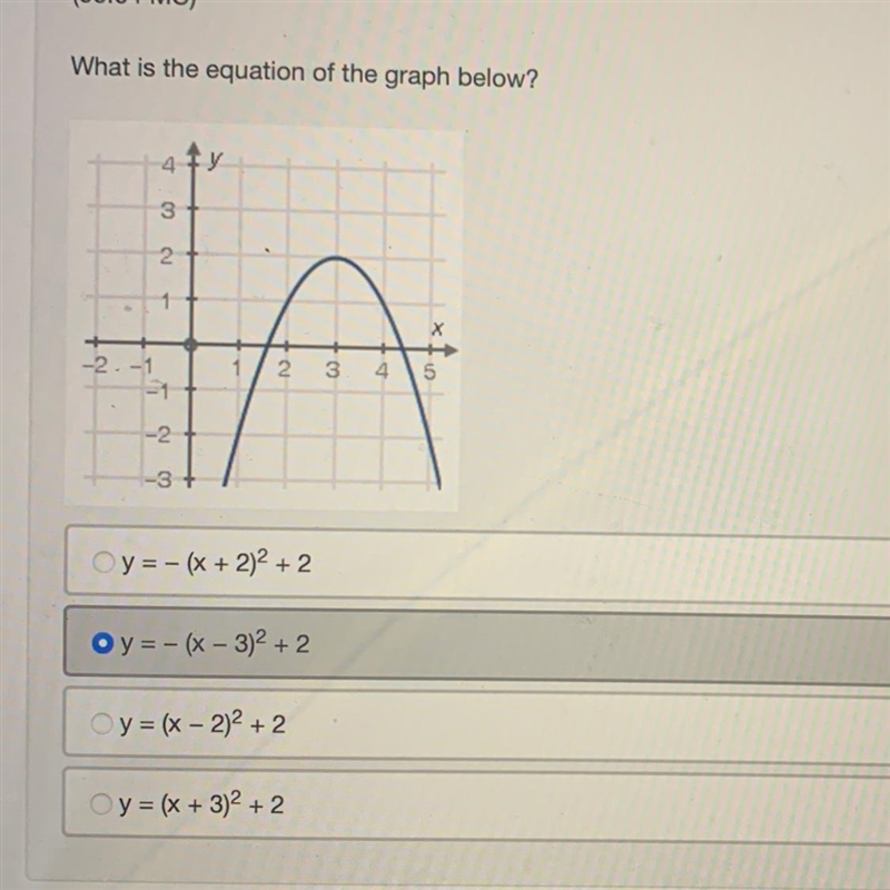 Helpppp what is the equation of the graph below?-example-1