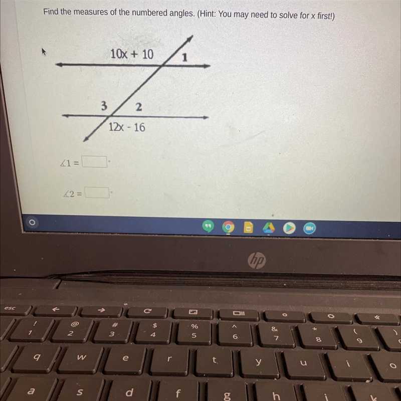 Find the measures of the numbered angles. (Hint: You may need to solve for x first-example-1