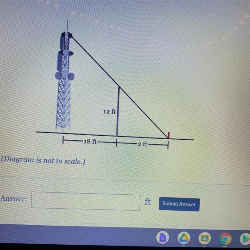 A pole 12 feet tall is used to support a guy wire for a tower, which runs from the-example-1