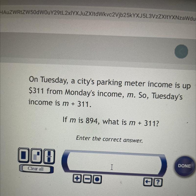 On Tuesday, a city’s parking meter income is up $311 from Monday’s income, m. So, Tuesday-example-1