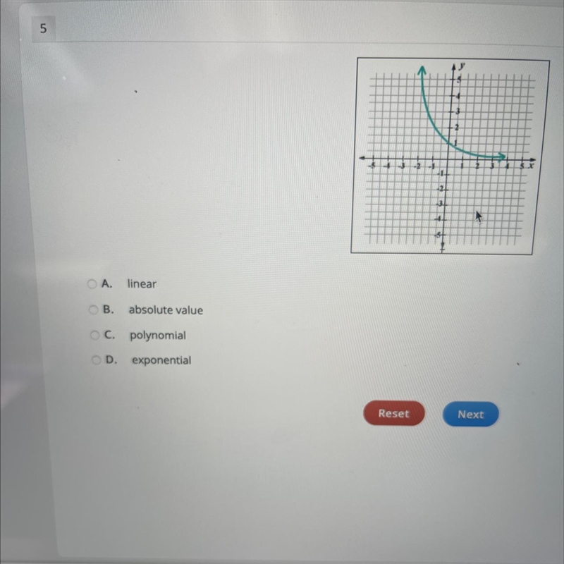 A.linear b.absolute value 2.polynomials d.exponential-example-1