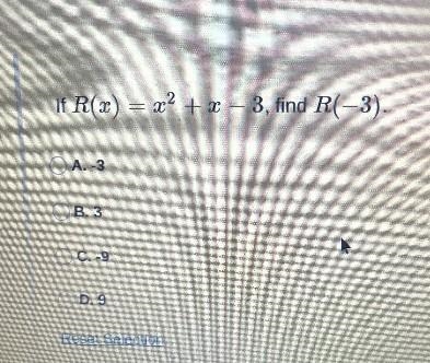 If R(x) = x² + x - 3, find R(-3).-example-1