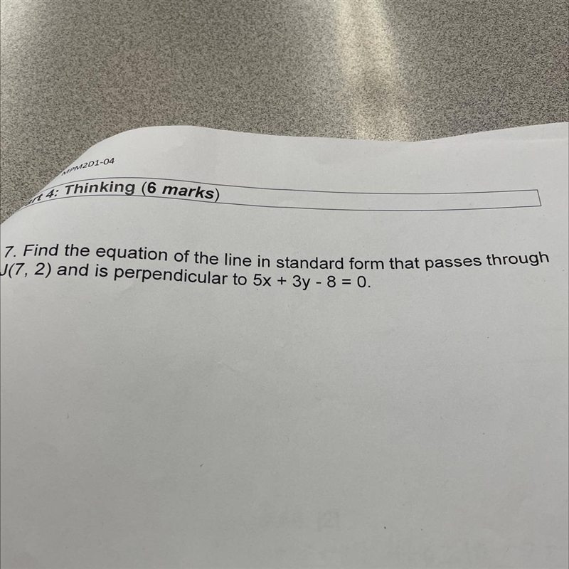 Find the equation of the line in standard form that passes through J(7, 2) and is-example-1