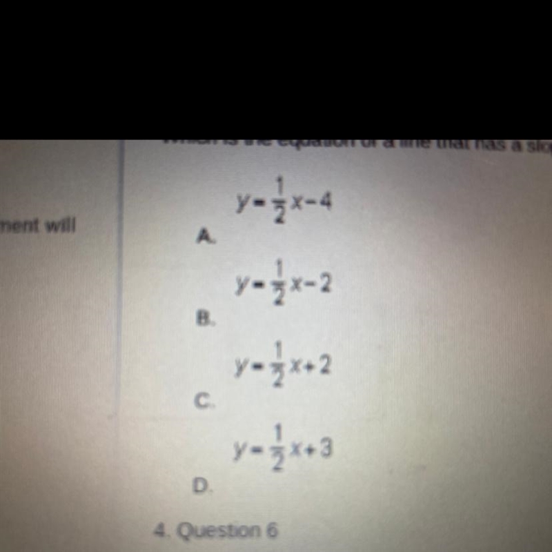 Which is the equation of a line that has a slope of 1/2 and passes through point (2, -3)?-example-1