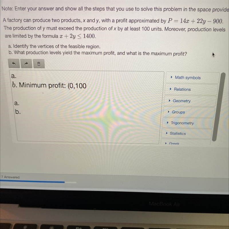 Question shown in the photo, don’t mind the unfinished answer in the text box-example-1