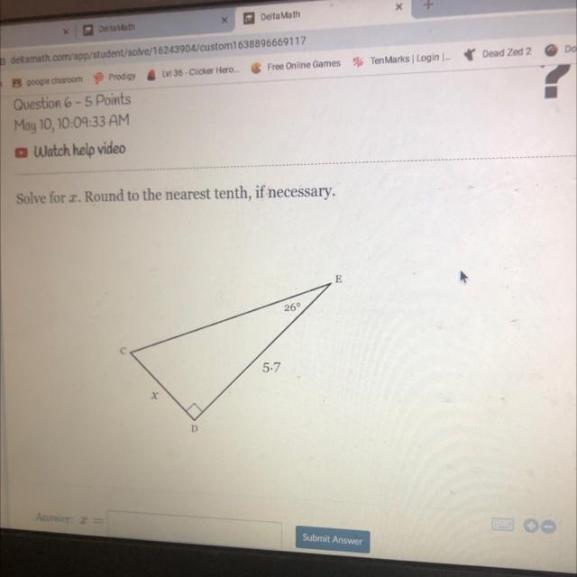 Solve for x. Round to the nearest tenth, if necessary.-example-1