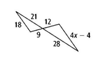 For questions 1-3, explain why you know the triangles are similar and solve for x-example-2