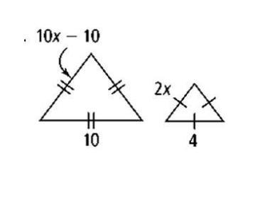 For questions 1-3, explain why you know the triangles are similar and solve for x-example-3