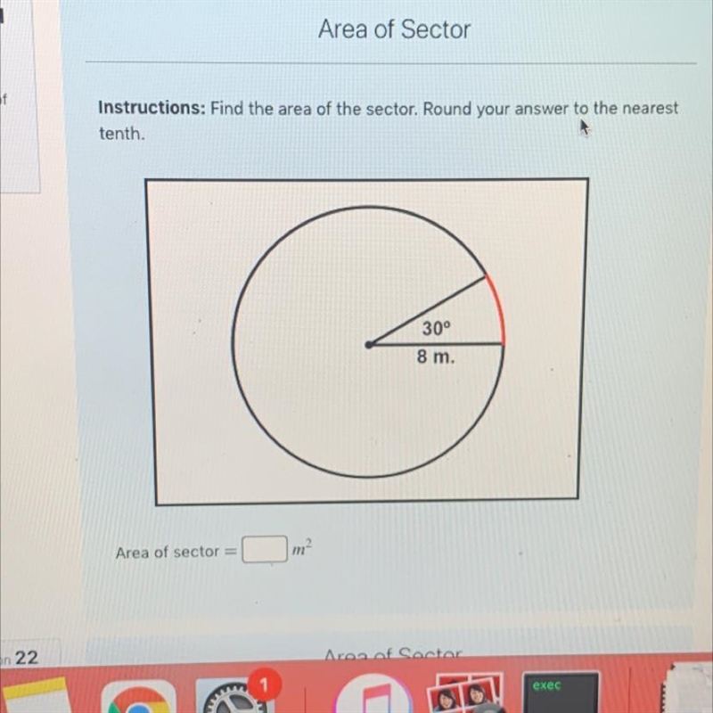 FIND THE AREA OF THE SECTOR 15 points-example-1