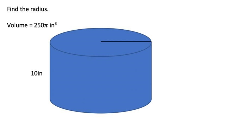 Find the radius Volume= 250π³in-example-1