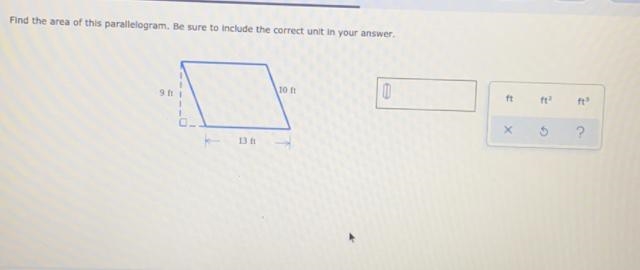 Find the area of this parallelogram. Be sure to include the correct unit in your answer-example-1