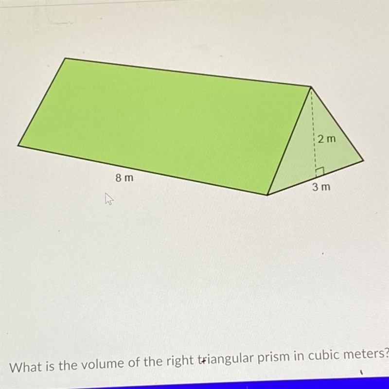 What is the volume of the right triangular prism in cubic meters-example-1