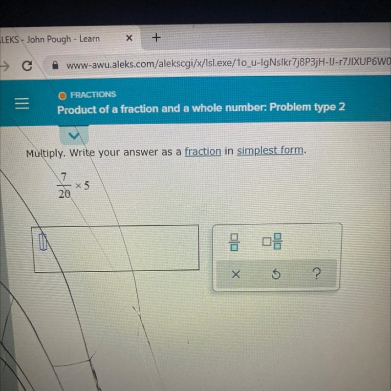 Multiply. Write your answer as a fraction in simplest form.7x5201Х5?-example-1