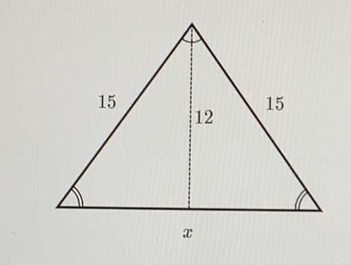 Find the value of x in the isosceles triangle shown below. ​-example-1