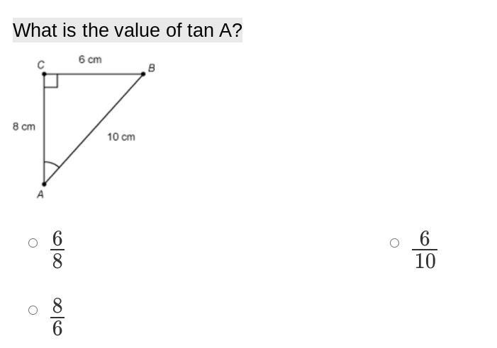 What is the value of tan A?-example-1