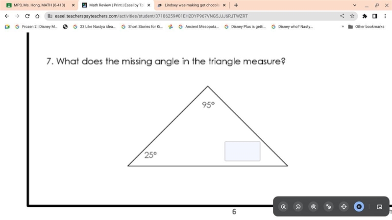 Please Help What does the missing angle in the triangle measure?-example-1