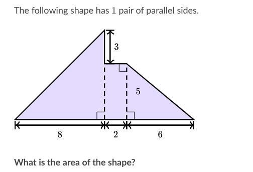 The following shape has 1 pair of parallel sides. What is the area of the shape?-example-1