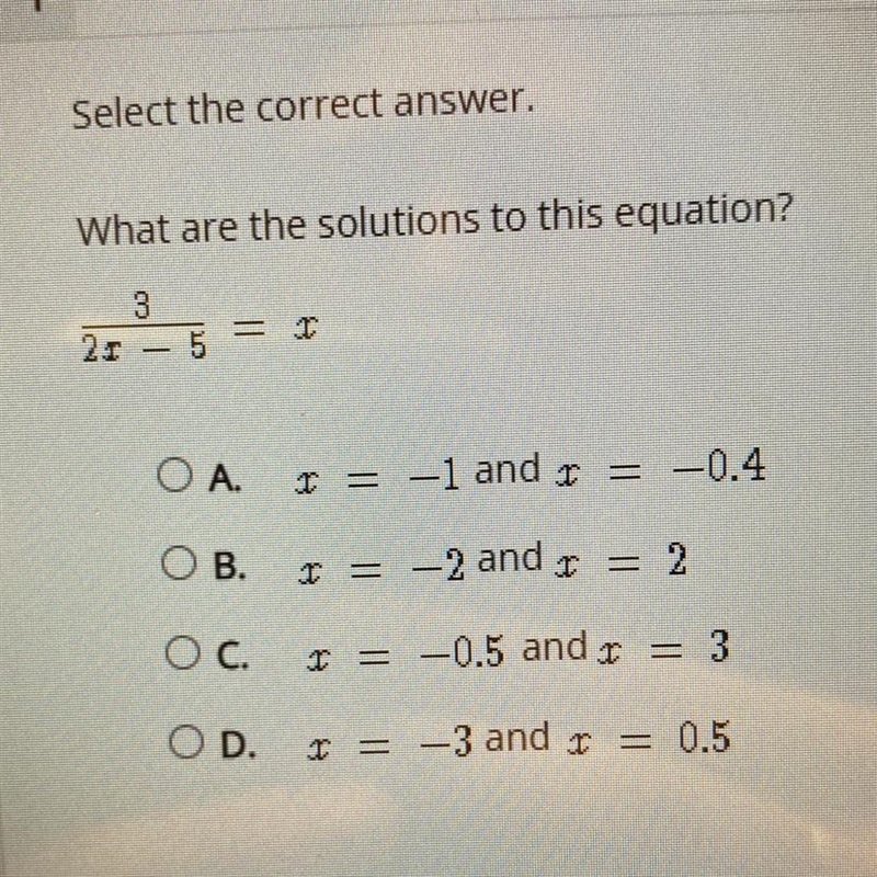 What are the solutions to this equation 3/2x-5=x-example-1