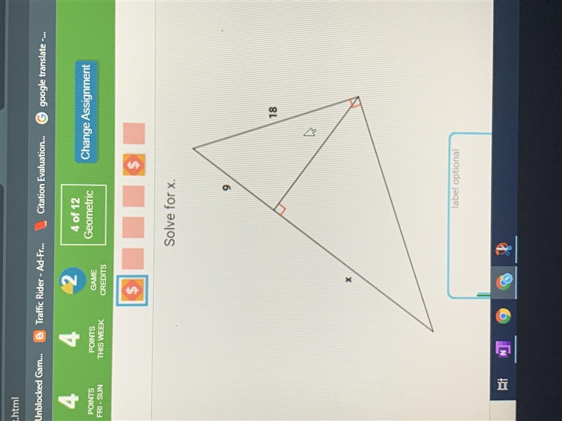 Solve x using geometrical mean please-example-1