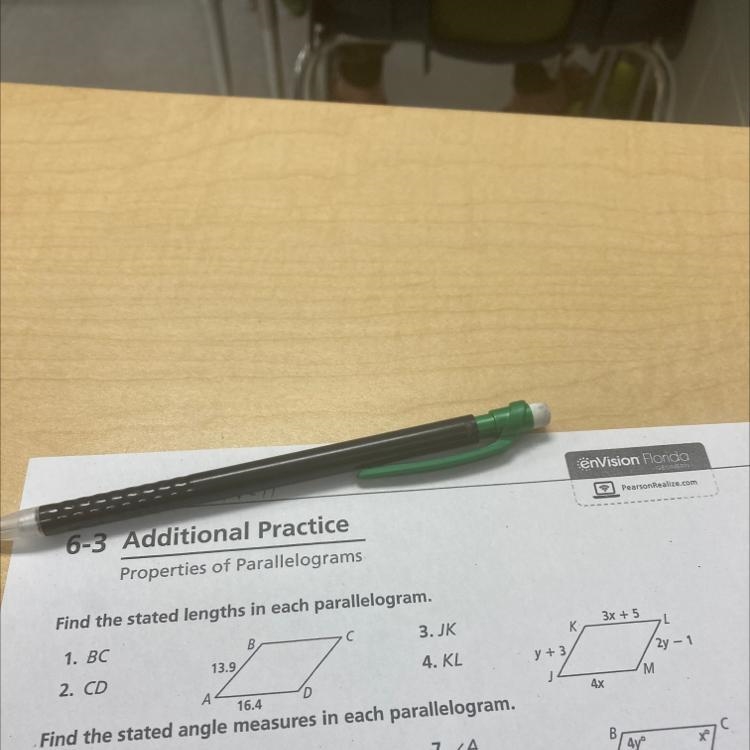 Find the stated lengths in each parallelogram-example-1