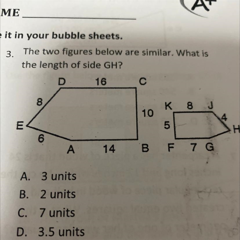 The two figures below are similar. What is the length of side GH? help asap!-example-1