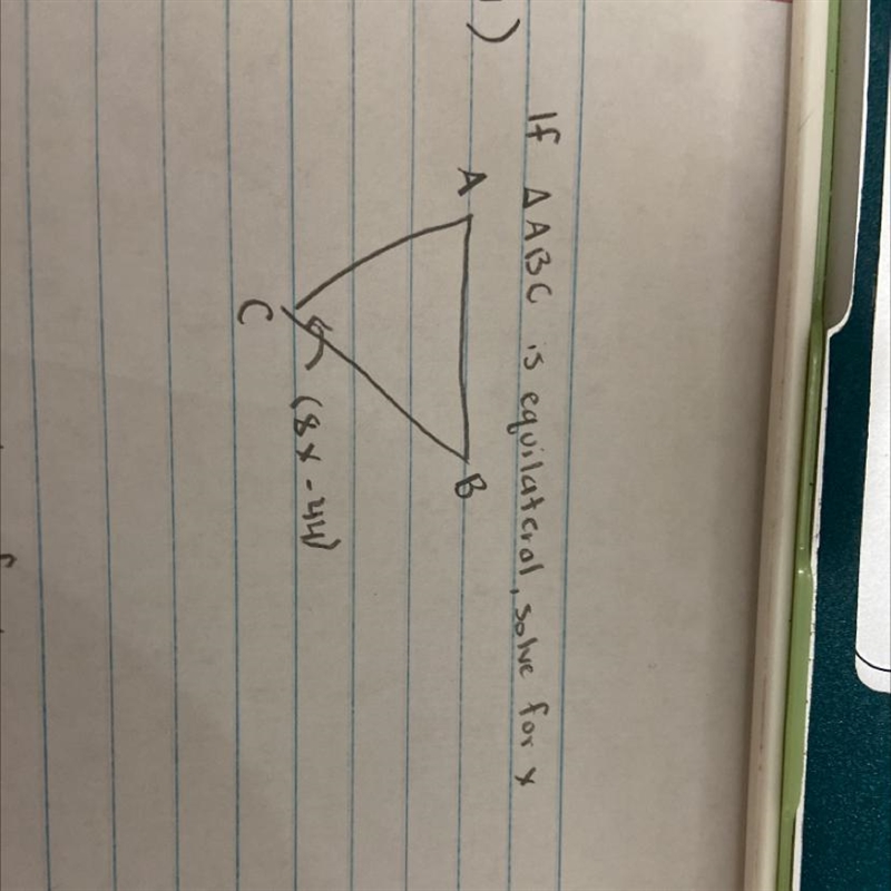 If ABC is equilateral, solve for x-example-1