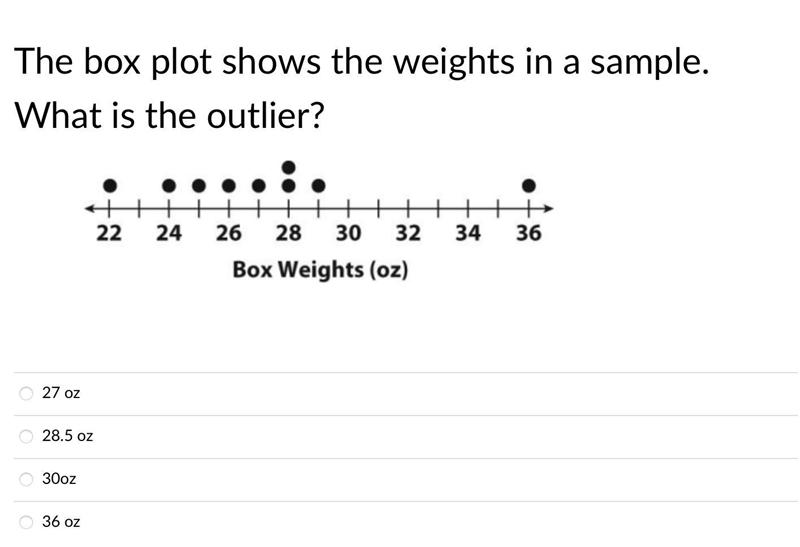 Please help with this question find the outlier!!-example-1