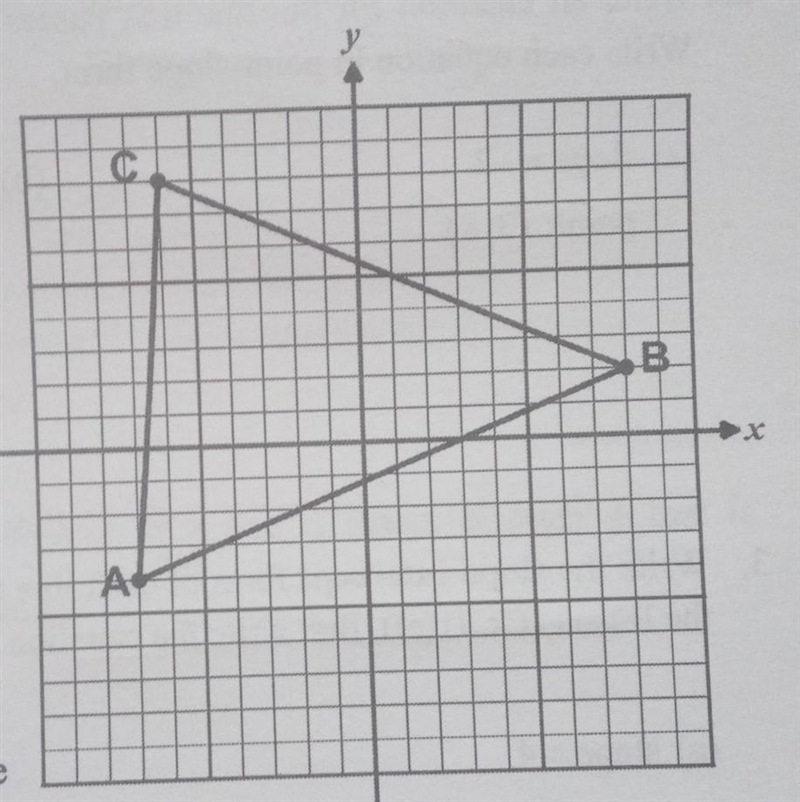 In the following diagram triangle ABC is drawn, with A(-7,-4), B(8,2) and C(-6,8).(a-example-1