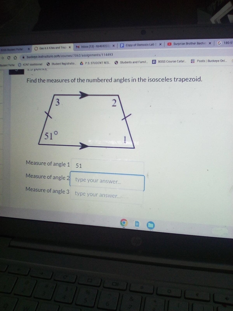 Please help!! Find the measure of numbered angles 1 and 2-example-1