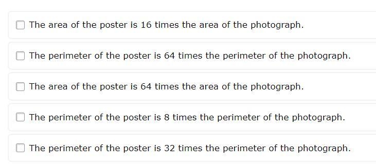 a photograph is enlarged into a poster so that the dimensions of the poster are 8 times-example-1