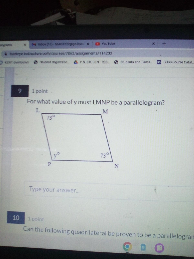 Please help!!! For what value of why must LMNP be a parallelogram?-example-1