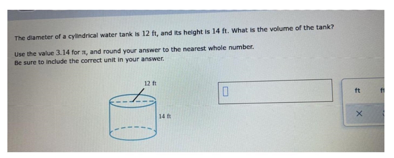 (PLS HELP)The diameter of a cylindrical water tank is 12 ft, and its height is 14 ft-example-1