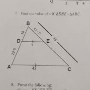 Find the of X if triangle DBE ~ triangle ABC. please show work-example-1