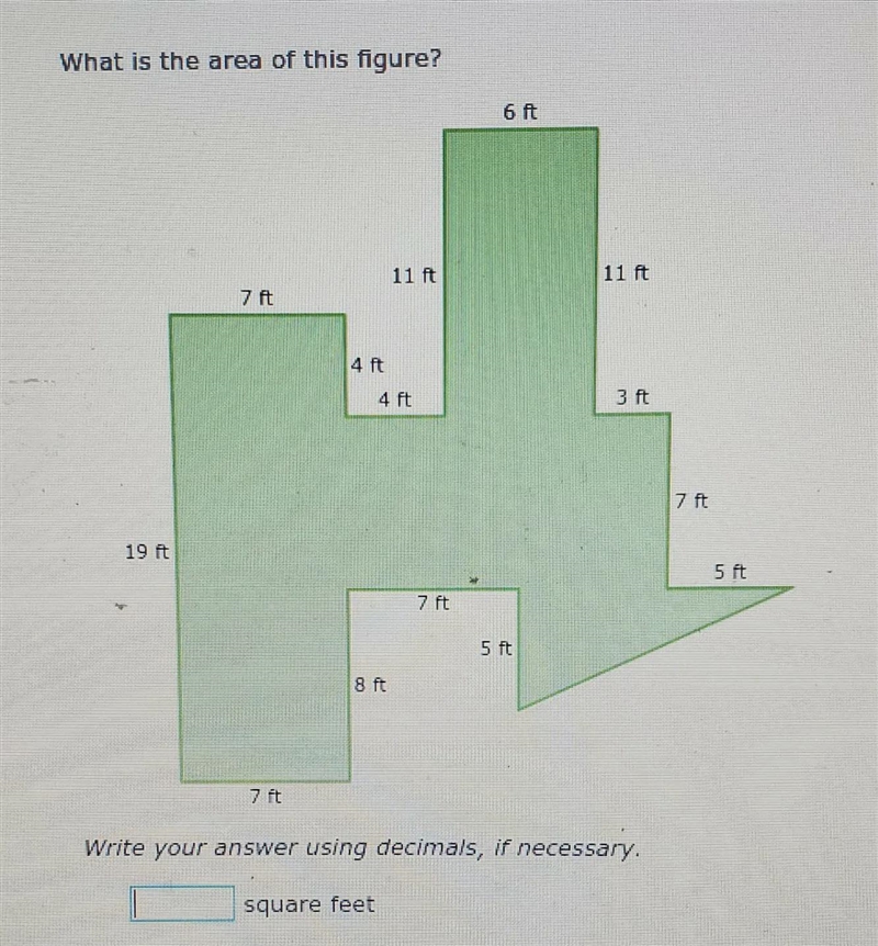 What is the area of this figure?write your answers using decimals, if necessary-example-1