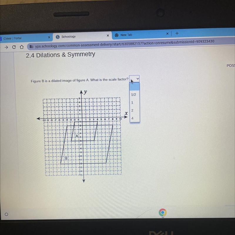 Figure B is a dilated image of figure A. What is the scale factor?-example-1