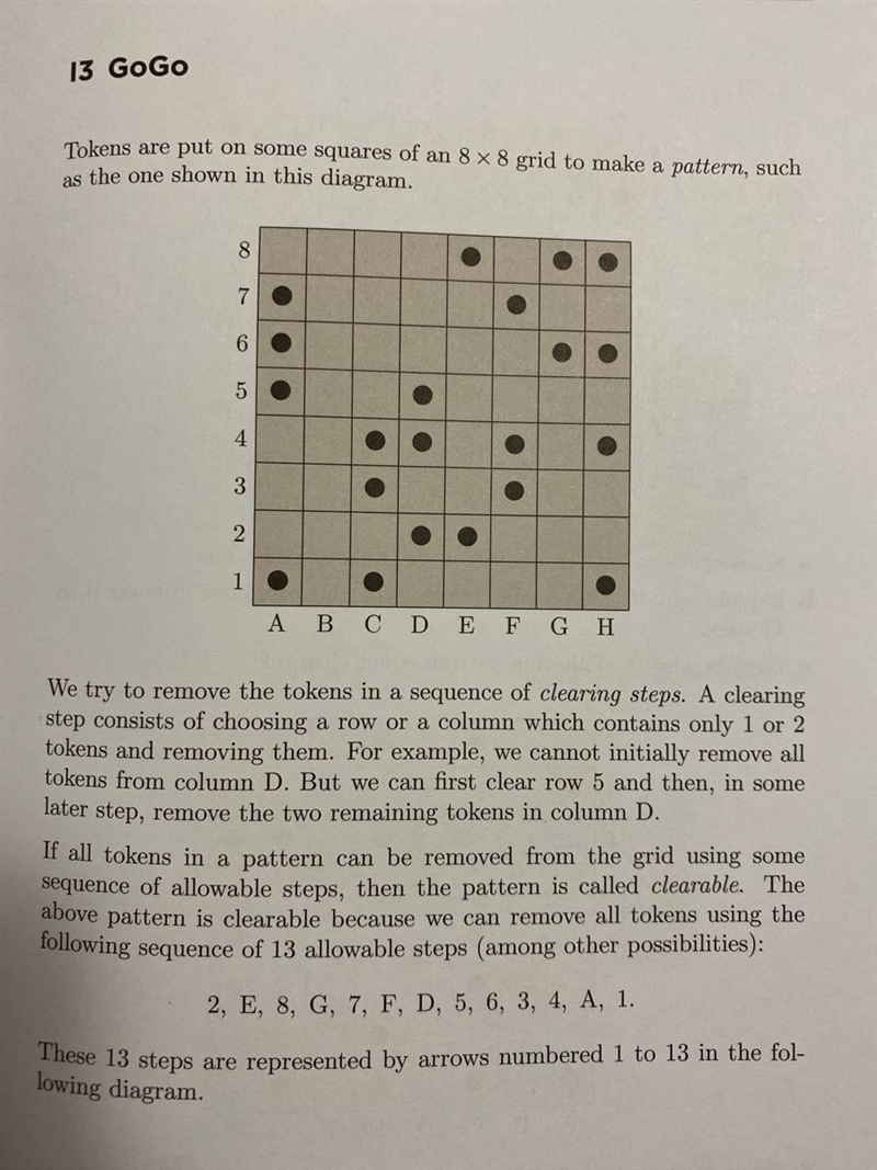 A Show that the pattern above can be cleared in 11 steps. B Explain why it is impossible-example-1