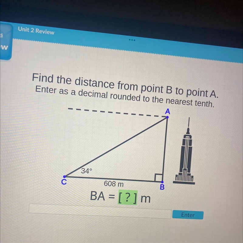 Find the distance from point B to point A. Enter as a decimal rounded to the nearest-example-1