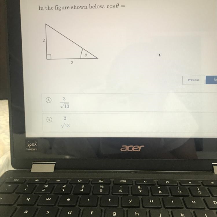 In the figure shown below, cos 0 =-example-1