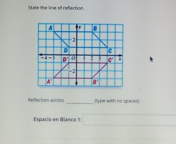 State the line of reflection. A B 2 C D'o Chri А" B Reflection across (type with-example-1