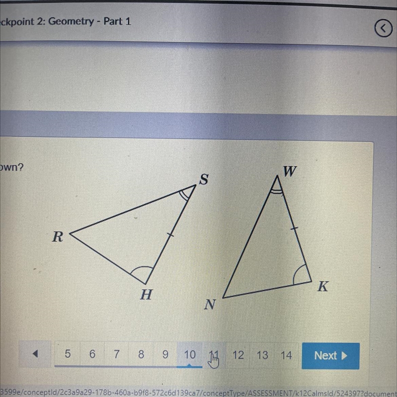 What is a correct congruence statement for the triangles shown? Enter your answer-example-1