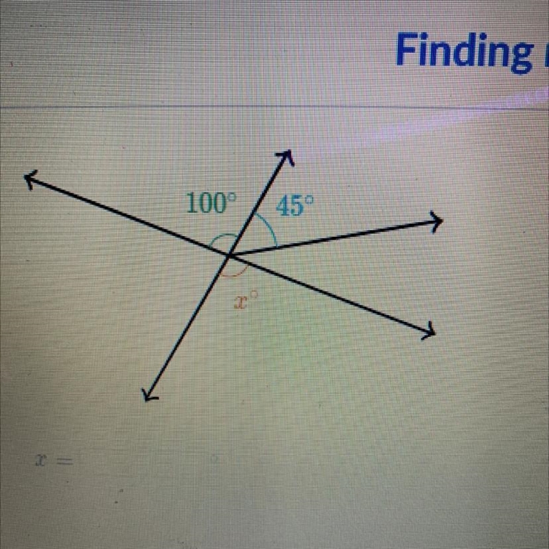 100° 45° x° what does x equal-example-1