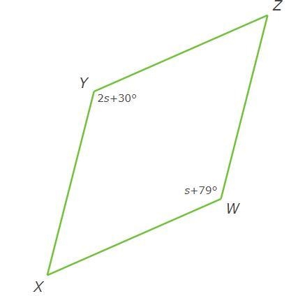 Find m∠X in rhombus WXYZ. m∠X=-example-1