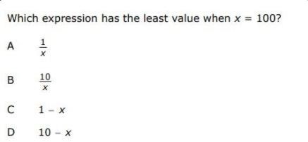 Which has least value when x=100?-example-1