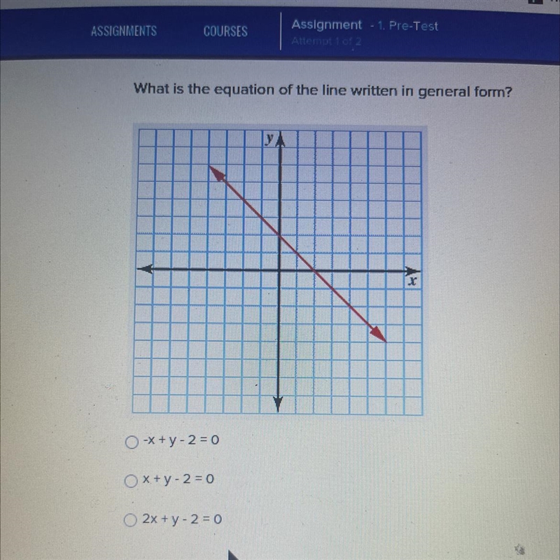 What is the equation of the line written in general form-example-1