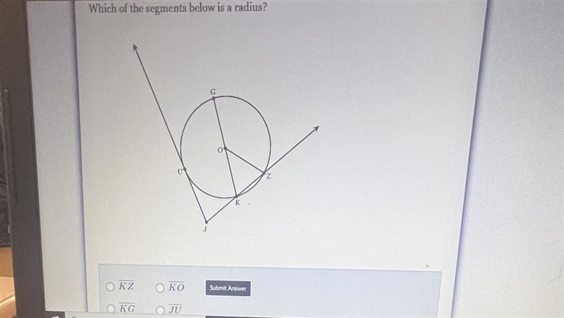 Which of the segments below is a radius?-example-1