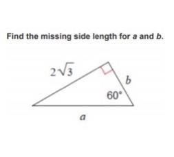 Geometry problem: Find the missing side lengths for a and b-example-1