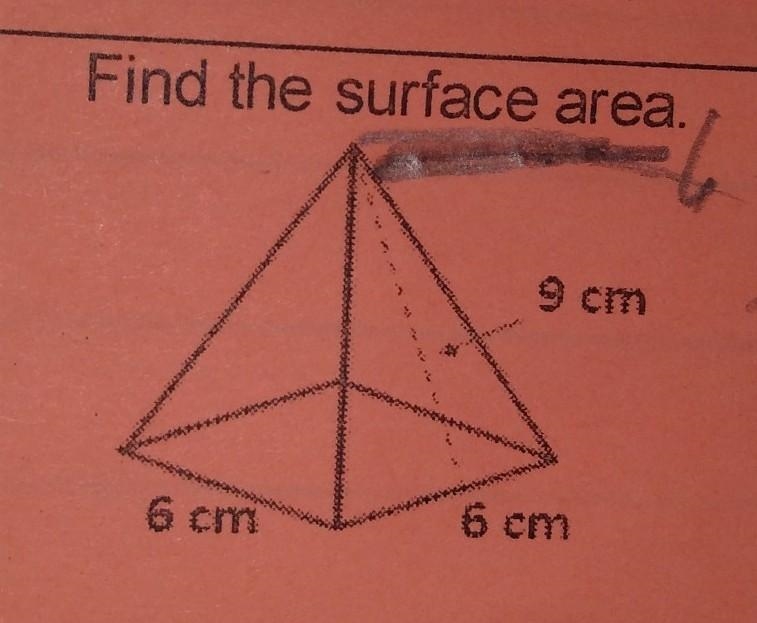 Find the surface area 9 cm 6 cm 6 cm​-example-1