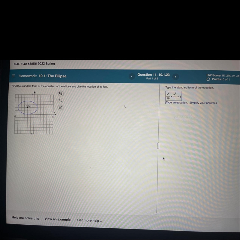 How do i solve this for standard equation and foci?-example-1