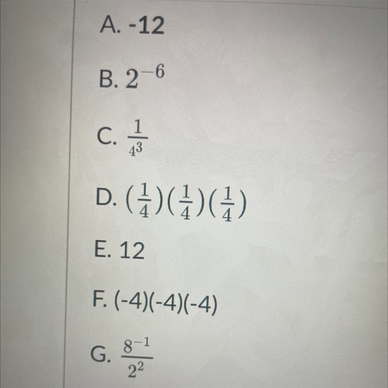 Select all the expressions that are equivalent to 4 ^ - 3-example-1